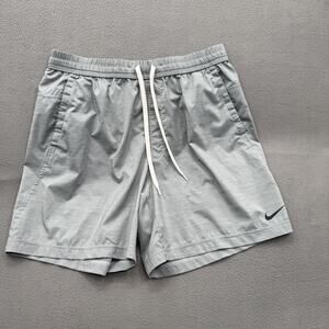Nike Shorts Mens Large Gray Dri-FIT Running Drawstring Pockets 7 Inseam Athletic